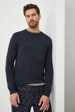 Ανδρικά Χωρίς φερμουάρ Βαμβακερό πουλόβερ Karl Lagerfeld χρώμα: ναυτικό μπλε,