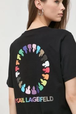 Κοντομάνικο Βαμβακερό μπλουζάκι Karl Lagerfeld μαύρο