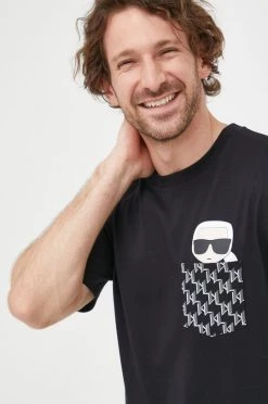 Κοντομάνικο Βαμβακερό μπλουζάκι Karl Lagerfeld μαύρο -Karl Lagerfeld Εκπτώσεις unnamed file 1143