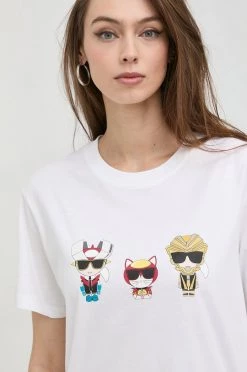 Κοντομάνικο Βαμβακερό μπλουζάκι Karl Lagerfeld άσπρο -Karl Lagerfeld Εκπτώσεις unnamed file 1148