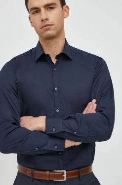 Ανδρικά Πουκάμισα Βαμβακερό πουκάμισο Karl Lagerfeld χρώμα: ναυτικό μπλε,