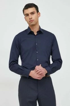 Ανδρικά Πουκάμισα Βαμβακερό πουκάμισο Karl Lagerfeld χρώμα: ναυτικό μπλε, -Karl Lagerfeld Εκπτώσεις unnamed file 1467