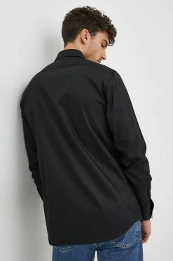 Ανδρικά Πουκάμισα Βαμβακερό πουκάμισο Karl Lagerfeld χρώμα: μαύρο, -Karl Lagerfeld Εκπτώσεις unnamed file 1470