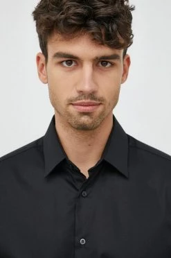 Ανδρικά Πουκάμισα Βαμβακερό πουκάμισο Karl Lagerfeld χρώμα: μαύρο, -Karl Lagerfeld Εκπτώσεις unnamed file 1471