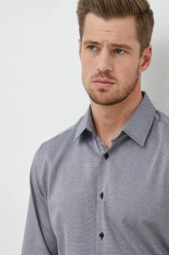 Ανδρικά Πουκάμισα Βαμβακερό πουκάμισο Karl Lagerfeld χρώμα: μαύρο,