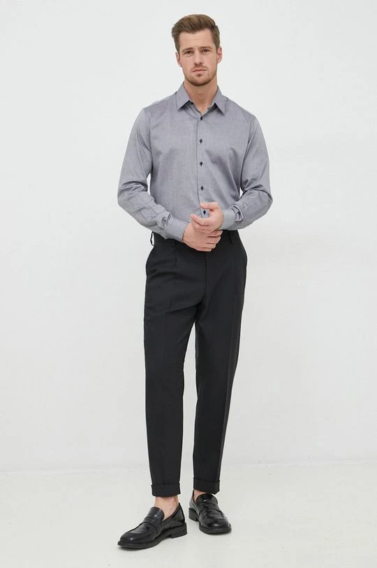 Ανδρικά Πουκάμισα Βαμβακερό πουκάμισο Karl Lagerfeld χρώμα: μαύρο, 4 Ανδρικά Πουκάμισα Βαμβακερό πουκάμισο Karl Lagerfeld χρώμα: μαύρο, - Image 2