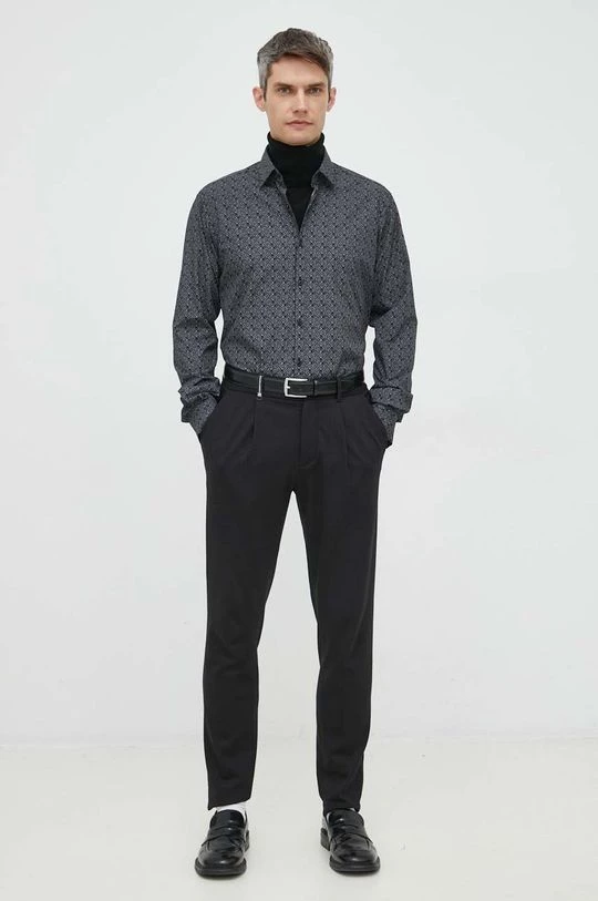 Ανδρικά Πουκάμισα Βαμβακερό πουκάμισο Karl Lagerfeld χρώμα: μαύρο, 5 Ανδρικά Πουκάμισα Βαμβακερό πουκάμισο Karl Lagerfeld χρώμα: μαύρο, - Image 3