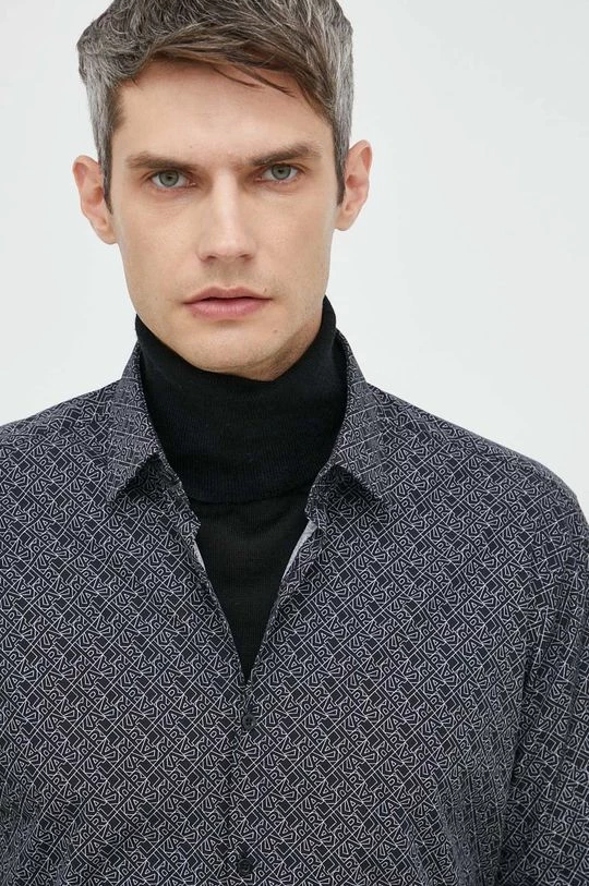 Ανδρικά Πουκάμισα Βαμβακερό πουκάμισο Karl Lagerfeld χρώμα: μαύρο, 7 Ανδρικά Πουκάμισα Βαμβακερό πουκάμισο Karl Lagerfeld χρώμα: μαύρο, - Image 5