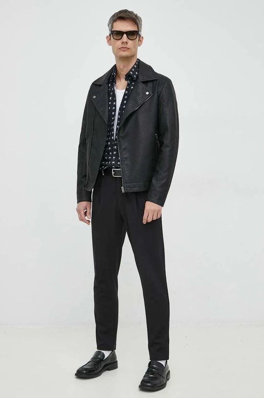 Ανδρικά Πουκάμισα Βαμβακερό πουκάμισο Karl Lagerfeld χρώμα: μαύρο, 5 Ανδρικά Πουκάμισα Βαμβακερό πουκάμισο Karl Lagerfeld χρώμα: μαύρο, - Image 3