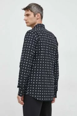 Ανδρικά Πουκάμισα Βαμβακερό πουκάμισο Karl Lagerfeld χρώμα: μαύρο, 10 Ανδρικά Πουκάμισα Βαμβακερό πουκάμισο Karl Lagerfeld χρώμα: μαύρο, -Karl Lagerfeld Εκπτώσεις unnamed file 1490