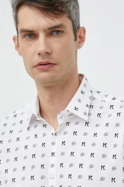 Ανδρικά Πουκάμισα Βαμβακερό πουκάμισο Karl Lagerfeld χρώμα: άσπρο, -Karl Lagerfeld Εκπτώσεις unnamed file 1512