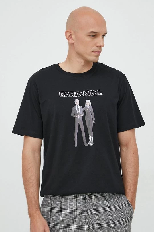 Κοντομάνικο Βαμβακερό μπλουζάκι Karl Lagerfeld Lagerfeld X Cara Delevingne , χρώμα: μαύρο 3 Κοντομάνικο Βαμβακερό μπλουζάκι Karl Lagerfeld Lagerfeld X Cara Delevingne , χρώμα: μαύρο