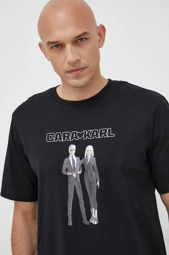 Κοντομάνικο Βαμβακερό μπλουζάκι Karl Lagerfeld Lagerfeld X Cara Delevingne , χρώμα: μαύρο 6 Κοντομάνικο Βαμβακερό μπλουζάκι Karl Lagerfeld Lagerfeld X Cara Delevingne , χρώμα: μαύρο - Image 4