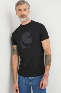 Ανδρικά Μπλουζάκια Βαμβακερό μπλουζάκι Karl Lagerfeld μαύρο