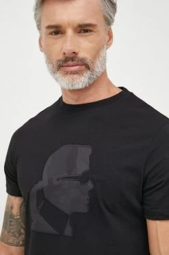 Ανδρικά Μπλουζάκια Βαμβακερό μπλουζάκι Karl Lagerfeld μαύρο -Karl Lagerfeld Εκπτώσεις unnamed file 1593