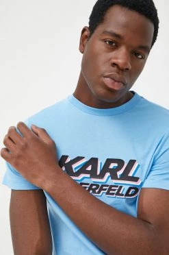 Ανδρικά Μπλουζάκια Βαμβακερό μπλουζάκι Karl Lagerfeld μπλε