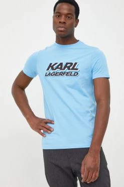 Ανδρικά Μπλουζάκια Βαμβακερό μπλουζάκι Karl Lagerfeld μπλε -Karl Lagerfeld Εκπτώσεις unnamed file 1663