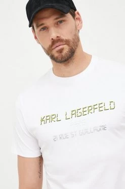Ανδρικά Μπλουζάκια Βαμβακερό μπλουζάκι Karl Lagerfeld άσπρο
