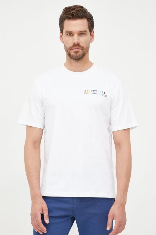 Κοντομάνικο Βαμβακερό μπλουζάκι Karl Lagerfeld άσπρο 8 Κοντομάνικο Βαμβακερό μπλουζάκι Karl Lagerfeld άσπρο - Image 6