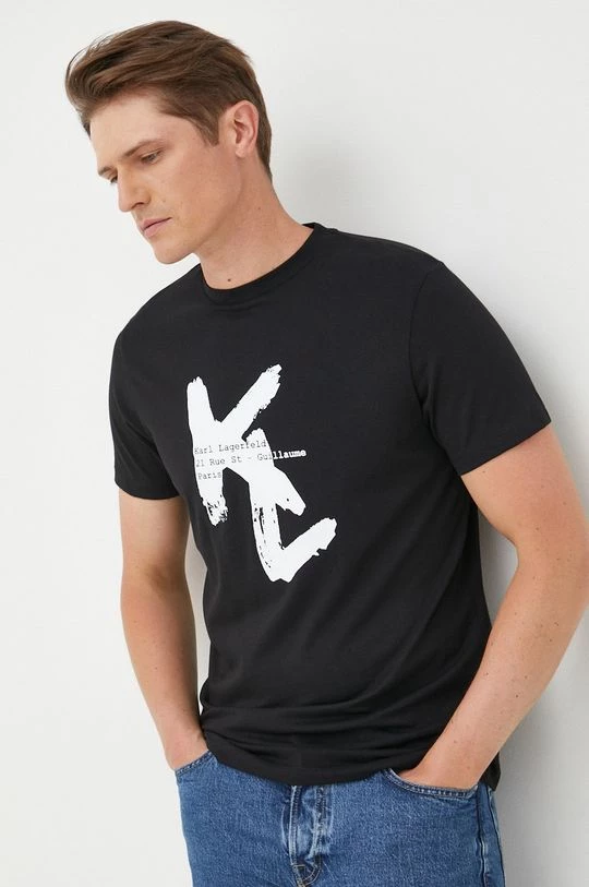 Ανδρικά Μπλουζάκια Βαμβακερό μπλουζάκι Karl Lagerfeld μαύρο 3 Ανδρικά Μπλουζάκια Βαμβακερό μπλουζάκι Karl Lagerfeld μαύρο