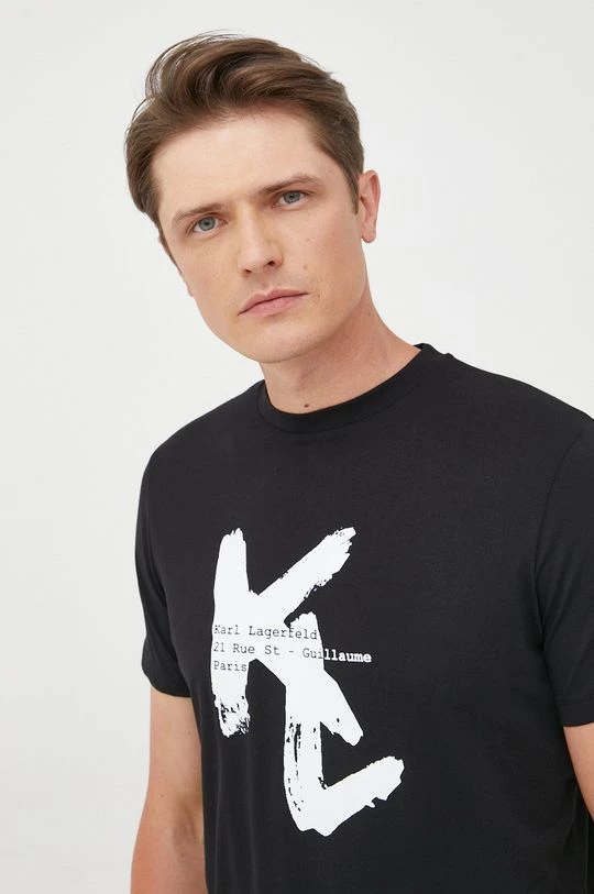 Ανδρικά Μπλουζάκια Βαμβακερό μπλουζάκι Karl Lagerfeld μαύρο 6 Ανδρικά Μπλουζάκια Βαμβακερό μπλουζάκι Karl Lagerfeld μαύρο - Image 4