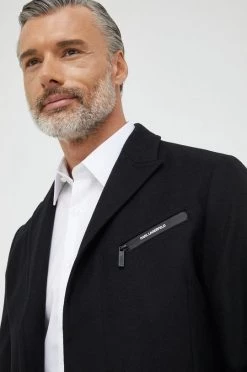 Ανδρικά Παλτά Μάλλινο παλτό Karl Lagerfeld μαύρο, -Karl Lagerfeld Εκπτώσεις unnamed file 1741