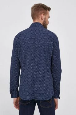 Ανδρικά Πουκάμισα Βαμβακερό πουκάμισο Karl Lagerfeld χρώμα: ναυτικό μπλε -Karl Lagerfeld Εκπτώσεις unnamed file 1888