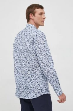 Ανδρικά Πουκάμισα Πουκάμισο από λινό Karl Lagerfeld χρώμα: ναυτικό μπλε, -Karl Lagerfeld Εκπτώσεις unnamed file 2058