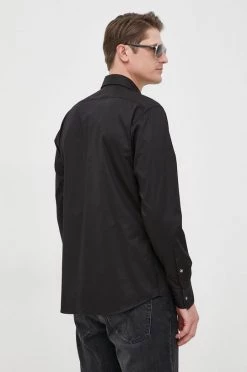 Ανδρικά Πουκάμισα Βαμβακερό πουκάμισο Karl Lagerfeld χρώμα: μαύρο, -Karl Lagerfeld Εκπτώσεις unnamed file 2067