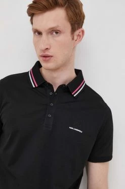 Ανδρικά Πόλο μπλουζάκια Βαμβακερό μπλουζάκι πόλο Karl Lagerfeld μαύρο -Karl Lagerfeld Εκπτώσεις unnamed file 2101