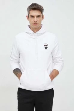 Ανδρικά Χωρίς φερμουάρ Μπλούζα Karl Lagerfeld άσπρο, με κουκούλα