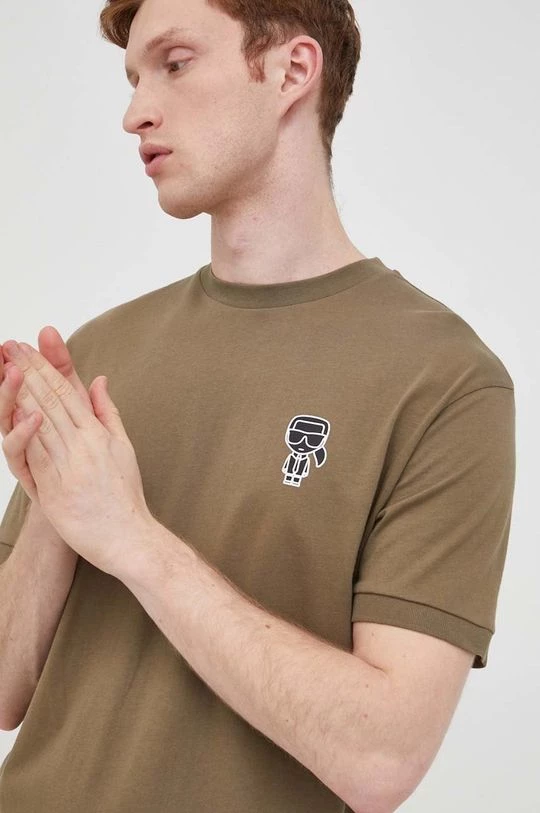 Ανδρικά Μπλουζάκια Βαμβακερό μπλουζάκι Karl Lagerfeld πράσινο 3 Ανδρικά Μπλουζάκια Βαμβακερό μπλουζάκι Karl Lagerfeld πράσινο