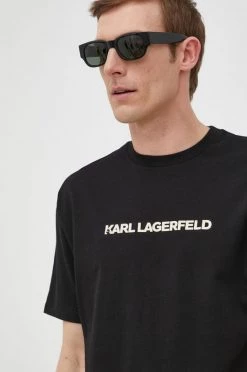 Ανδρικά Μπλουζάκια Βαμβακερό μπλουζάκι Karl Lagerfeld μαύρο -Karl Lagerfeld Εκπτώσεις unnamed file 2512