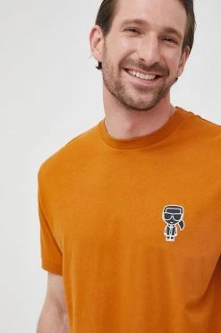 Ανδρικά Μπλουζάκια Βαμβακερό μπλουζάκι Karl Lagerfeld πορτοκαλί -Karl Lagerfeld Εκπτώσεις unnamed file 2531