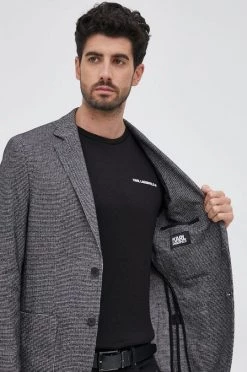 Ανδρικά Σακάκια Μπλέιζερ με μίγμα μαλλιού Karl Lagerfeld χρώμα: μαύρο -Karl Lagerfeld Εκπτώσεις unnamed file 2607