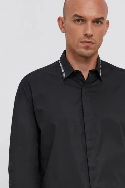 Ανδρικά Πουκάμισα Πουκάμισο Karl Lagerfeld χρώμα: μαύρο