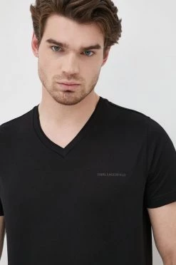 Ανδρικά Μπλουζάκια Βαμβακερό μπλουζάκι Karl Lagerfeld μαύρο -Karl Lagerfeld Εκπτώσεις unnamed file 2802