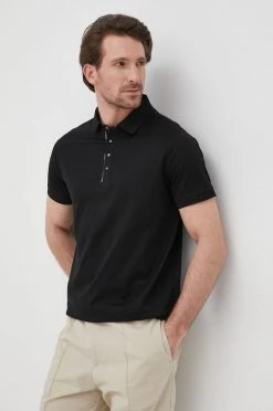 Ανδρικά Πόλο μπλουζάκια Βαμβακερό μπλουζάκι πόλο Karl Lagerfeld μαύρο