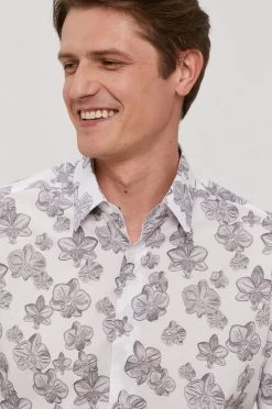 Ανδρικά Πουκάμισα Βαμβακερό πουκάμισο Karl Lagerfeld χρώμα: άσπρο