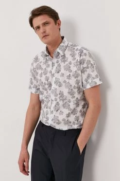 Ανδρικά Πουκάμισα Βαμβακερό πουκάμισο Karl Lagerfeld χρώμα: άσπρο -Karl Lagerfeld Εκπτώσεις unnamed file 2905