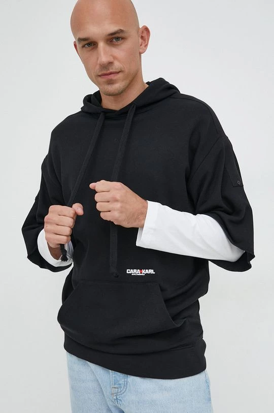 Χωρίς φερμουάρ Μπλούζα Karl Lagerfeld Lagerfeld X Cara Delevingne Unisex, χρώμα: μαύρο, με κουκούλα 3 Χωρίς φερμουάρ Μπλούζα Karl Lagerfeld Lagerfeld X Cara Delevingne Unisex, χρώμα: μαύρο, με κουκούλα