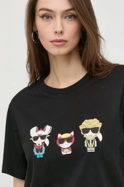 Κοντομάνικο Βαμβακερό μπλουζάκι Karl Lagerfeld μαύρο -Karl Lagerfeld Εκπτώσεις unnamed file 485