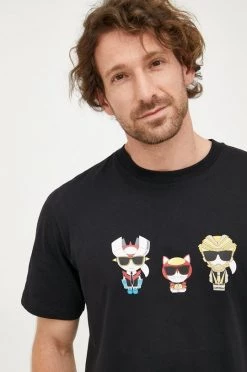 Κοντομάνικο Βαμβακερό μπλουζάκι Karl Lagerfeld μαύρο -Karl Lagerfeld Εκπτώσεις unnamed file 487