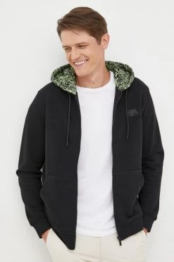 Ανδρικά Με φερμουάρ Μπλούζα Karl Lagerfeld μαύρο,