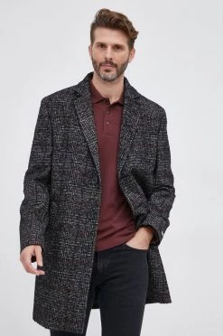 Ανδρικά Παλτά Παλτό από μείγμα μαλλιού Karl Lagerfeld μαύρο