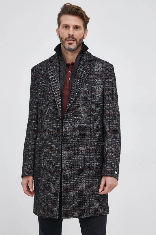 Ανδρικά Παλτά Παλτό από μείγμα μαλλιού Karl Lagerfeld μαύρο 6 Ανδρικά Παλτά Παλτό από μείγμα μαλλιού Karl Lagerfeld μαύρο - Image 4