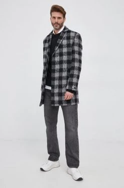 Ανδρικά Παλτά Παλτό από μείγμα μαλλιού Karl Lagerfeld μαύρο