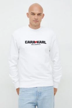 Χωρίς φερμουάρ Μπλούζα Karl Lagerfeld Lagerfeld X Cara Delevingne , χρώμα: άσπρο