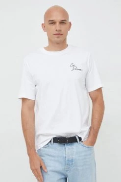 Κοντομάνικο Βαμβακερό μπλουζάκι Karl Lagerfeld Karl Lagerfeld X Cara Delevingne άσπρο -Karl Lagerfeld Εκπτώσεις unnamed file 880