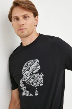 Ανδρικά Μπλουζάκια Βαμβακερό μπλουζάκι Karl Lagerfeld μαύρο -Karl Lagerfeld Εκπτώσεις unnamed file 936